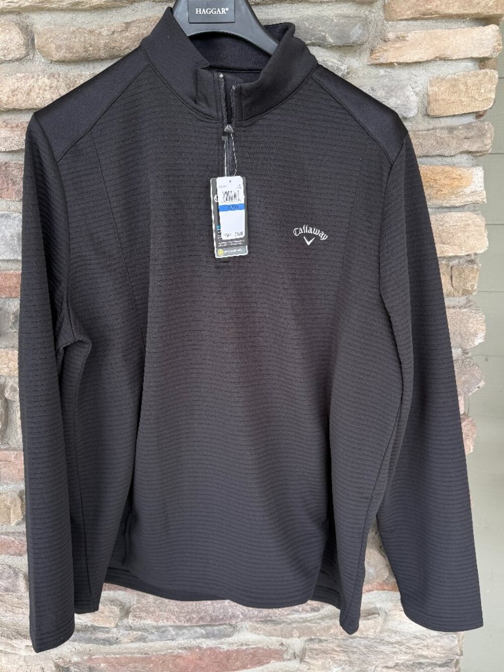 Callaway Opti-Dri Men's Midweight Ribbed Ottoman LS 1/2 Zip Pullover Black NWT